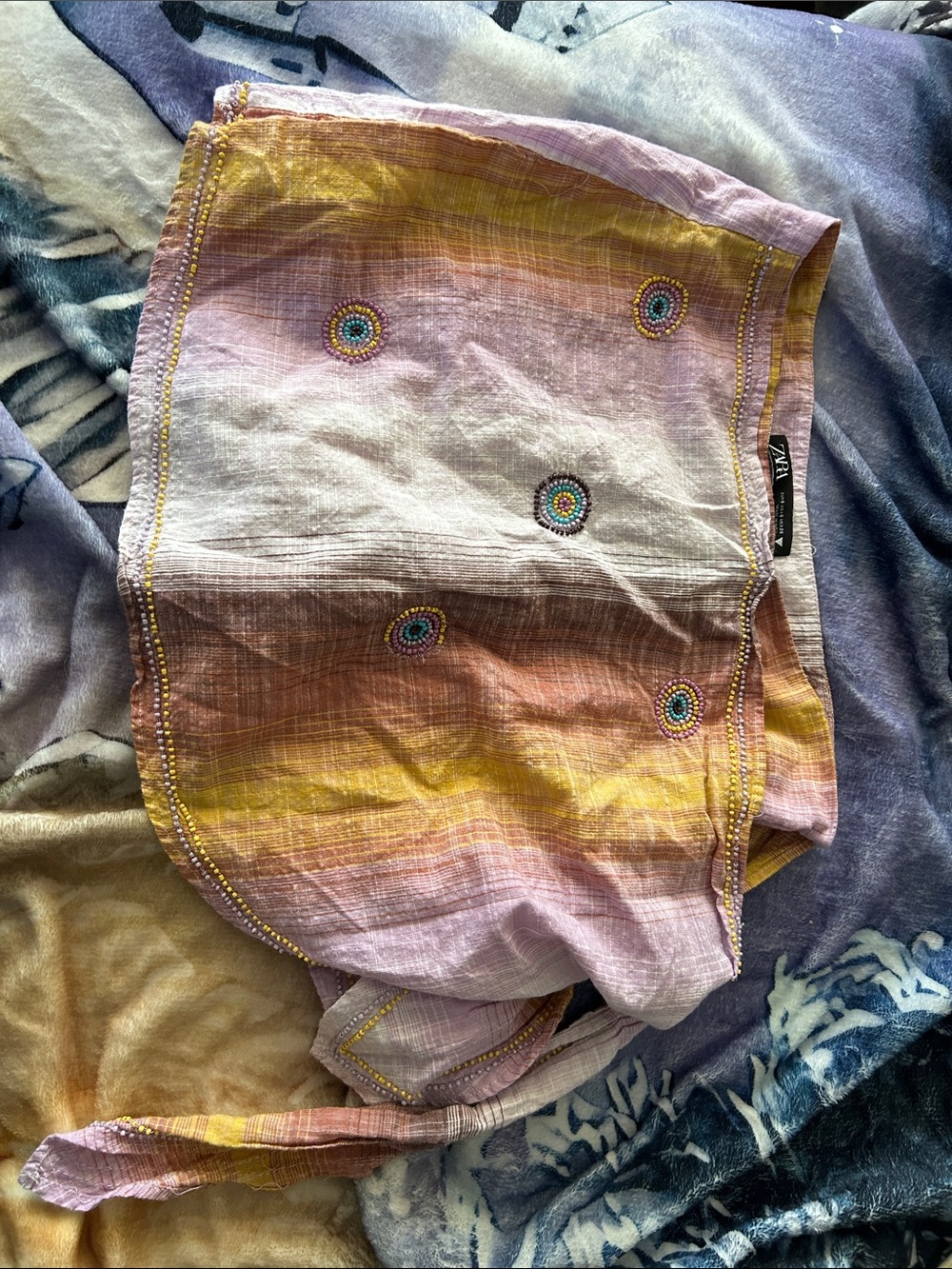 Zara Kids Ombre Skirt in Pink, Yellow, Orange with Beaded Embroidery